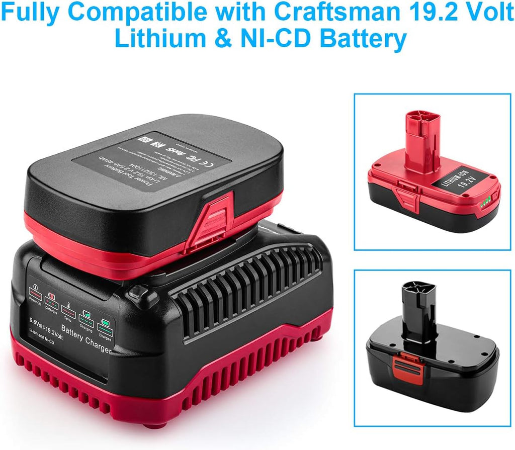 2Pack 3.0Ah Replacement Battery for Craftsman 19.2V Lithium Battery with Charger I725981