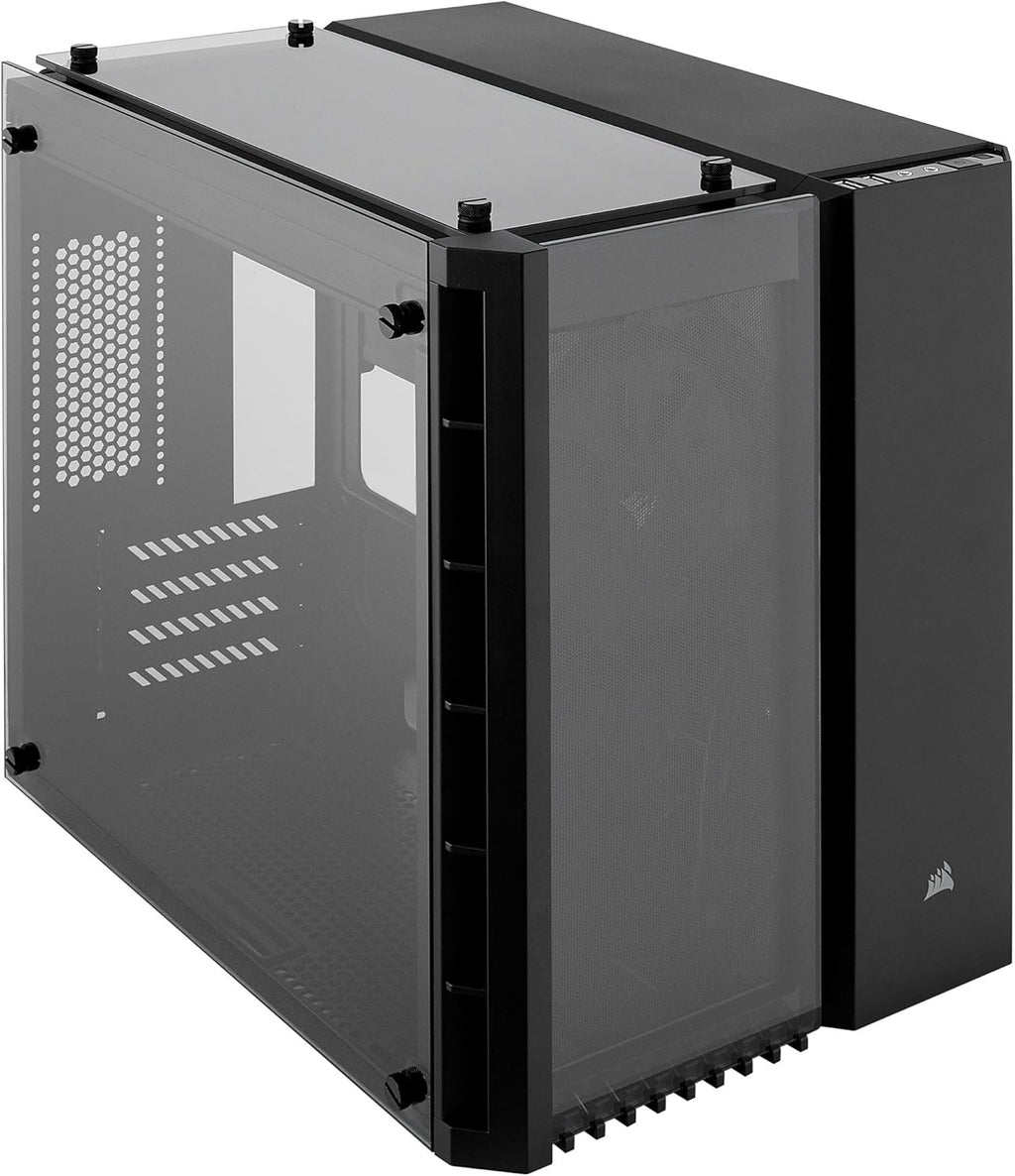 Micro-ATX Case with 2 RGB Fans, Tempered Glass - White O318