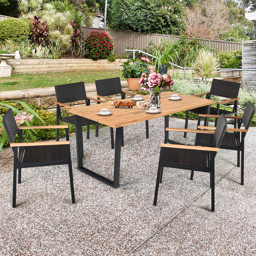 7 Pc Patio Dining Set with Umbrella Hole D25550