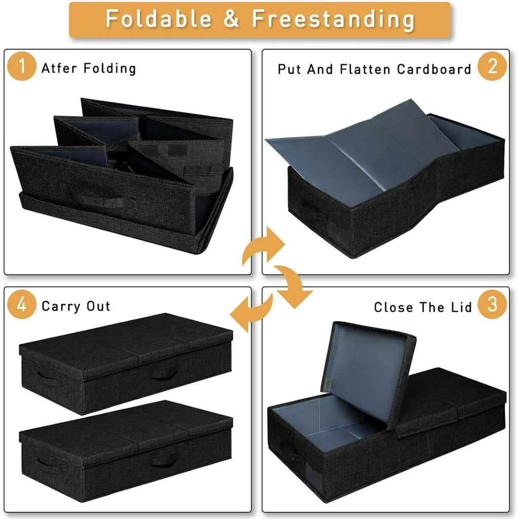 Black 3 Pack Underbed Storage Containers with Handles S8683