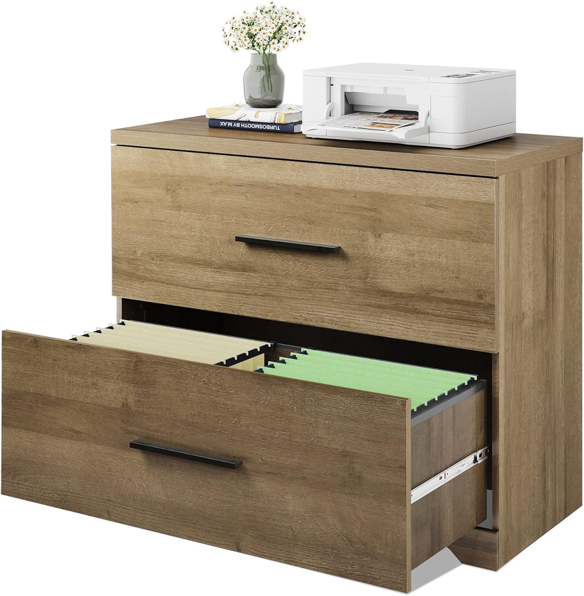 Black 2 Drawer Wood Lateral File Cabinet U8821