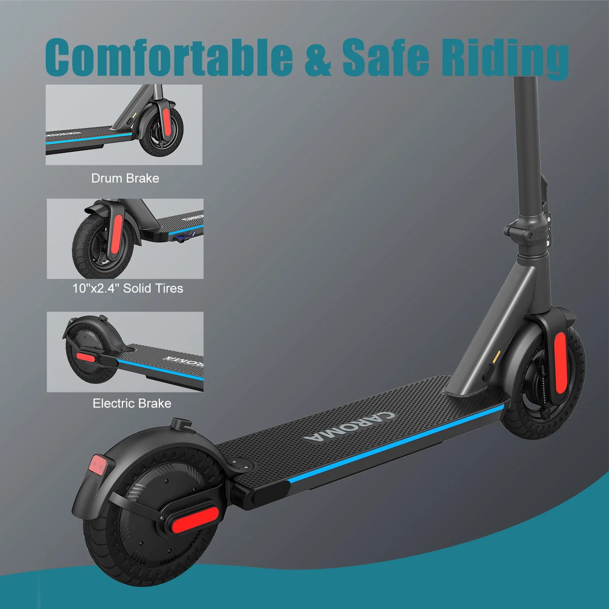 Electric Scooter 350W Motor 9 In Tires 20 mph 20 Miles 265 Lbs Silver T506