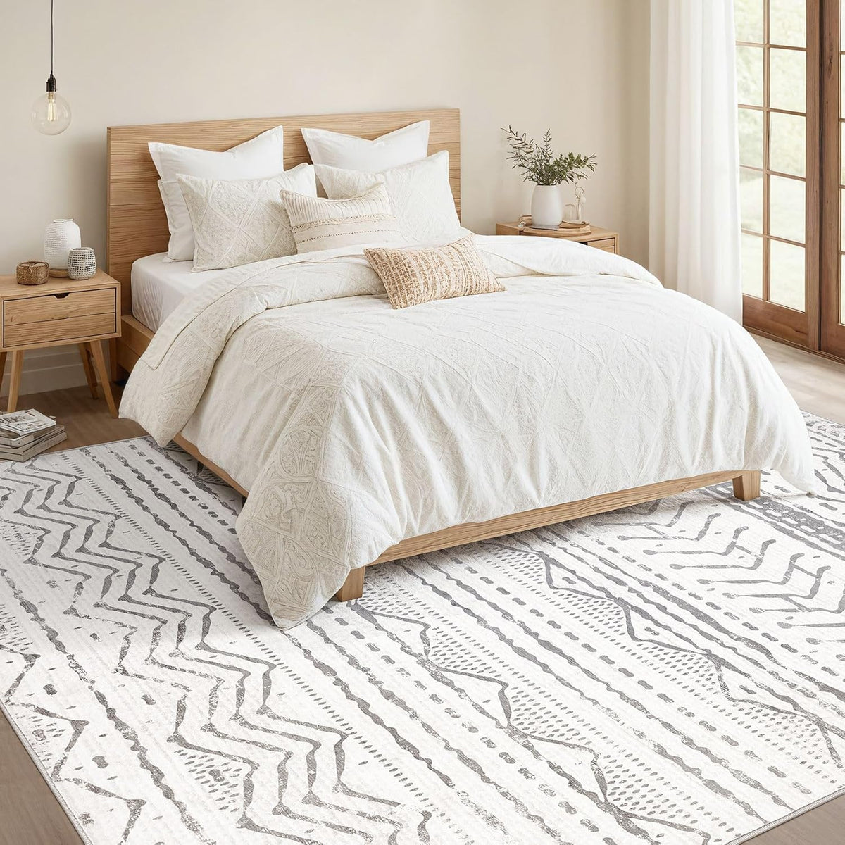 Grey 9x12 Machine Washable Area Rug F4590