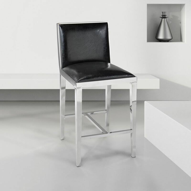 Faux Leather Counter Stool in Black L1932