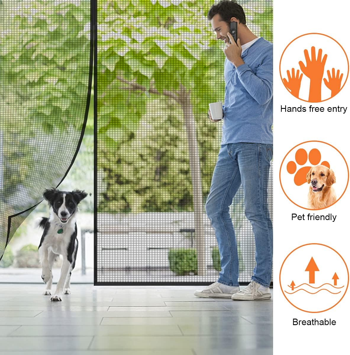 16x7FT Fiberglass Mesh Garage Door Screen with Magnetic, Pack of 2 N8095