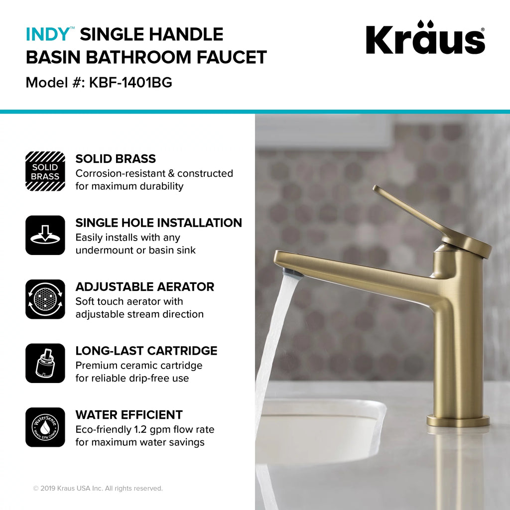 Single Handle Bathroom Faucet in Brushed Gold U570063