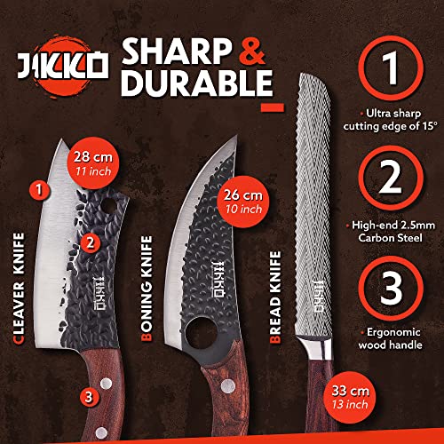 6 Piece Japanese Carbon Steel Kitchen Knife Set with Walnut and Mahogany Wood Handles S3702