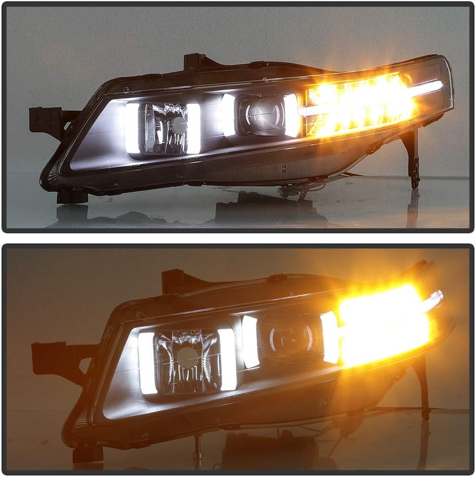 LED Signal DRL Tube Projector Headlights Headlamps Driver & Passenger Side S665