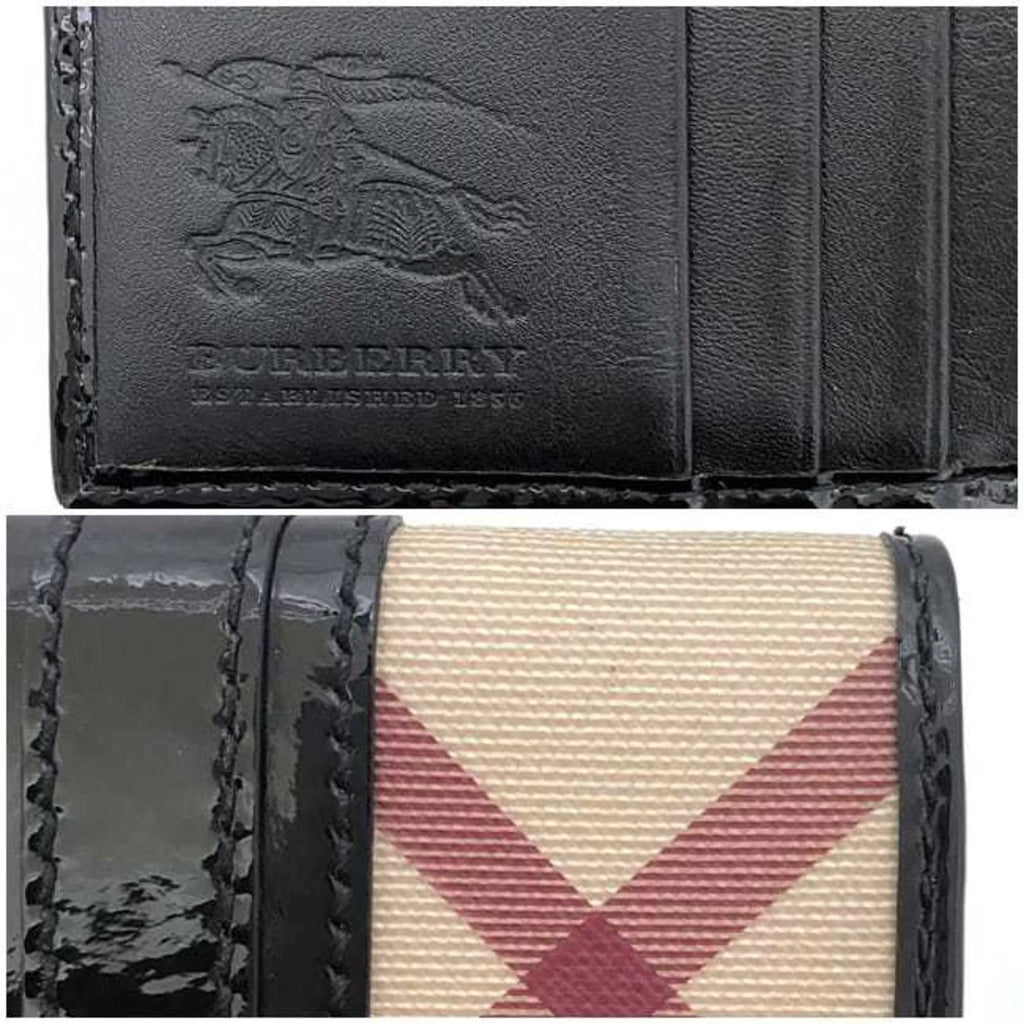Pre-Owned Beige Black Check PVC Patent Leather Wallet X93161