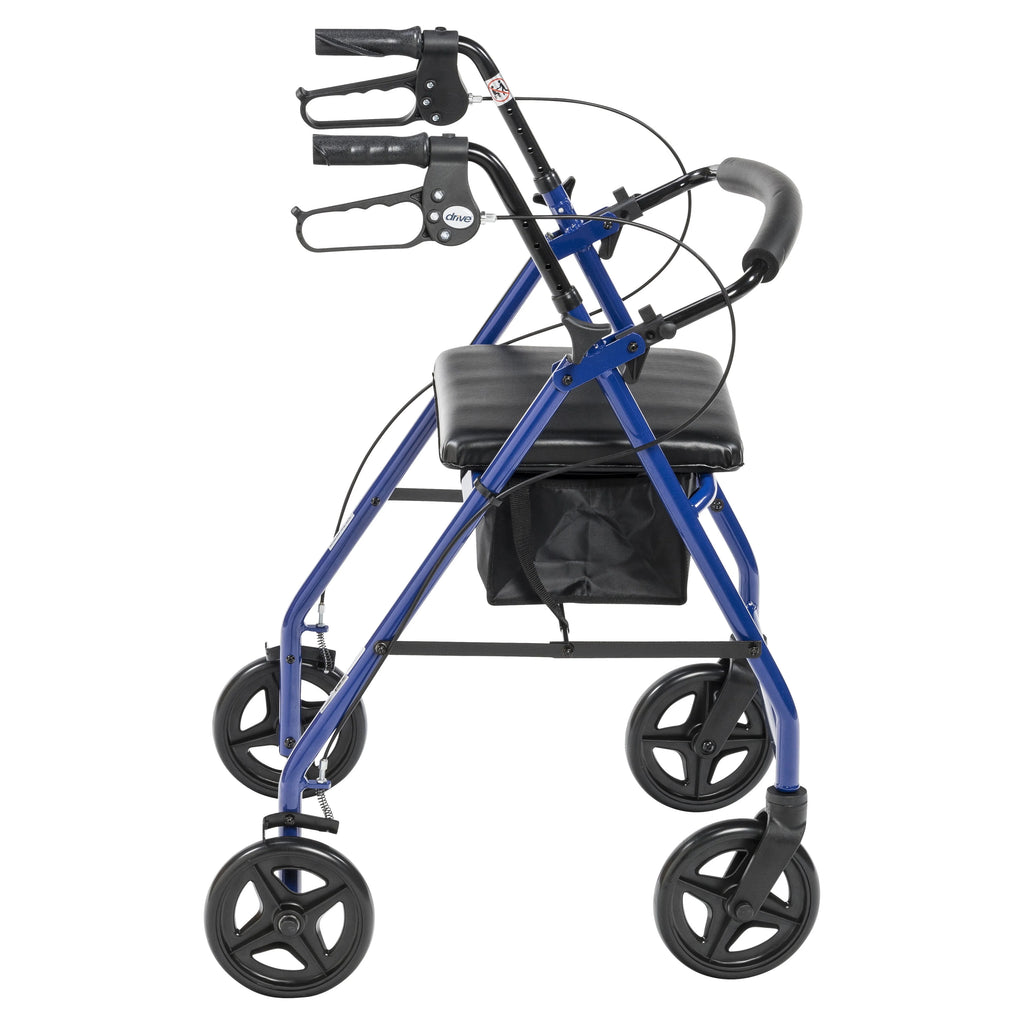 Blue Aluminum Rollator Rolling Walker with Padded Seat R291
