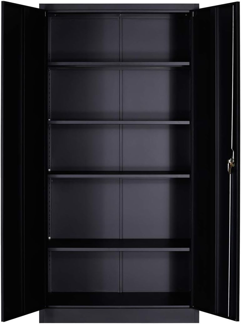Black Metal Locking Cabinet with Wheels F2486