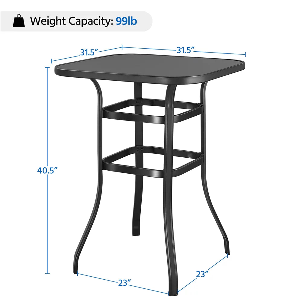 Black Square Metal Bistro Table I2077