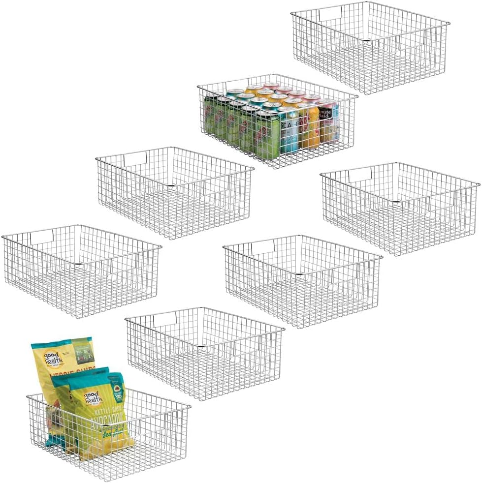 Bronze Metal Wire Food Organizer Storage Bin Basket with Handles, 8 Pack V77159