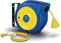 Retractable Extension Cord Reel 14AWG 65 Foot 3C/SJTOW Commercial Cable Triple Tap Connector Power 10A 125VAC 1250W N215273