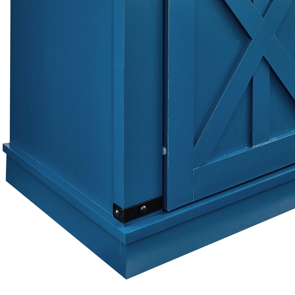 Navy Blue Wood Buffet Cabinet with Barn Door W15271
