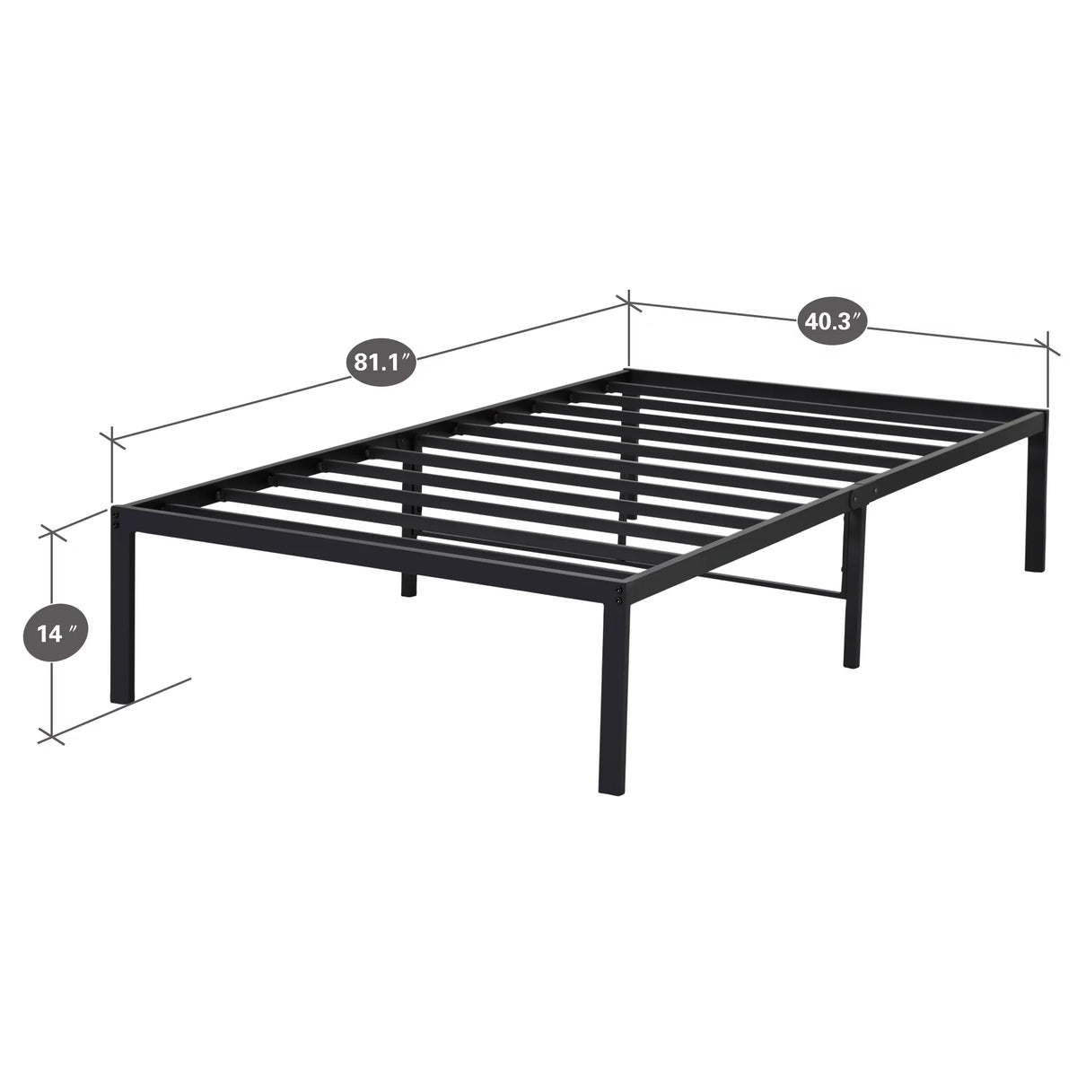 14" Steel Slat Metal Platform Bed Frame, Twin XL Size Z9454