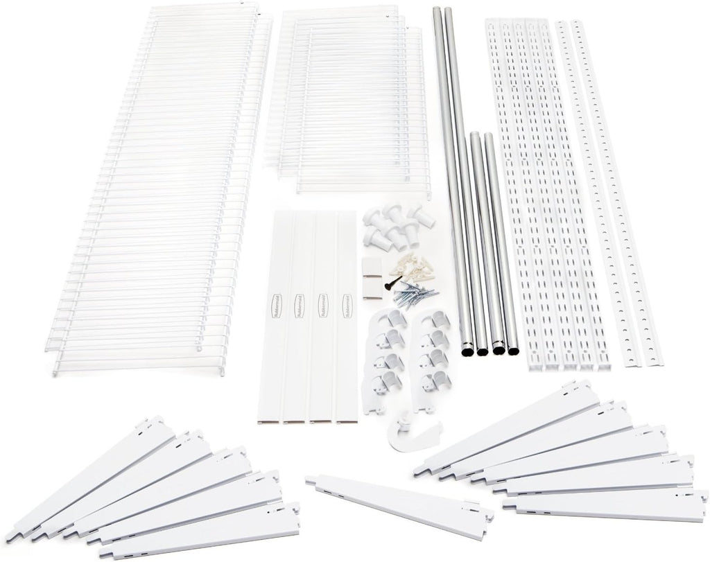 White Wire Shelving Kit with Expandable Shelving and Telescoping Rods G82004