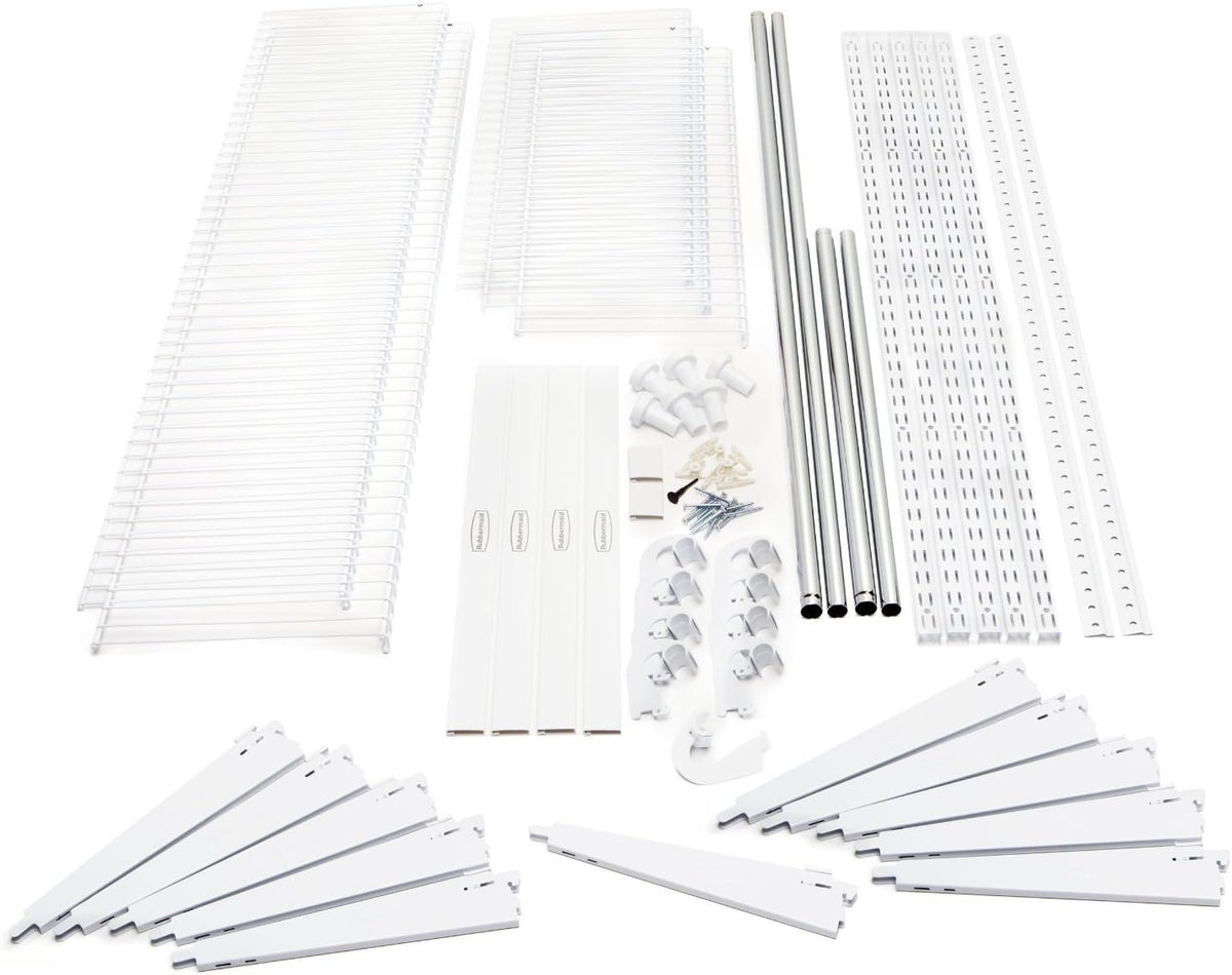 White Wire Shelving Kit with Expandable Shelving and Telescoping Rods G82004