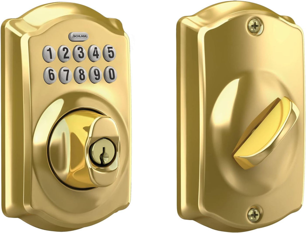 Keypad Deadbolt Electronic Keyless Entry Lock Bright Brass J657178