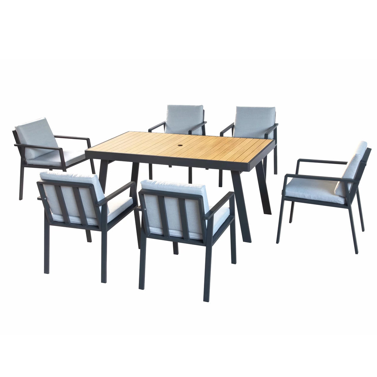 7 Pieces Outdoor Dining Set with Umbrella Hole G534812