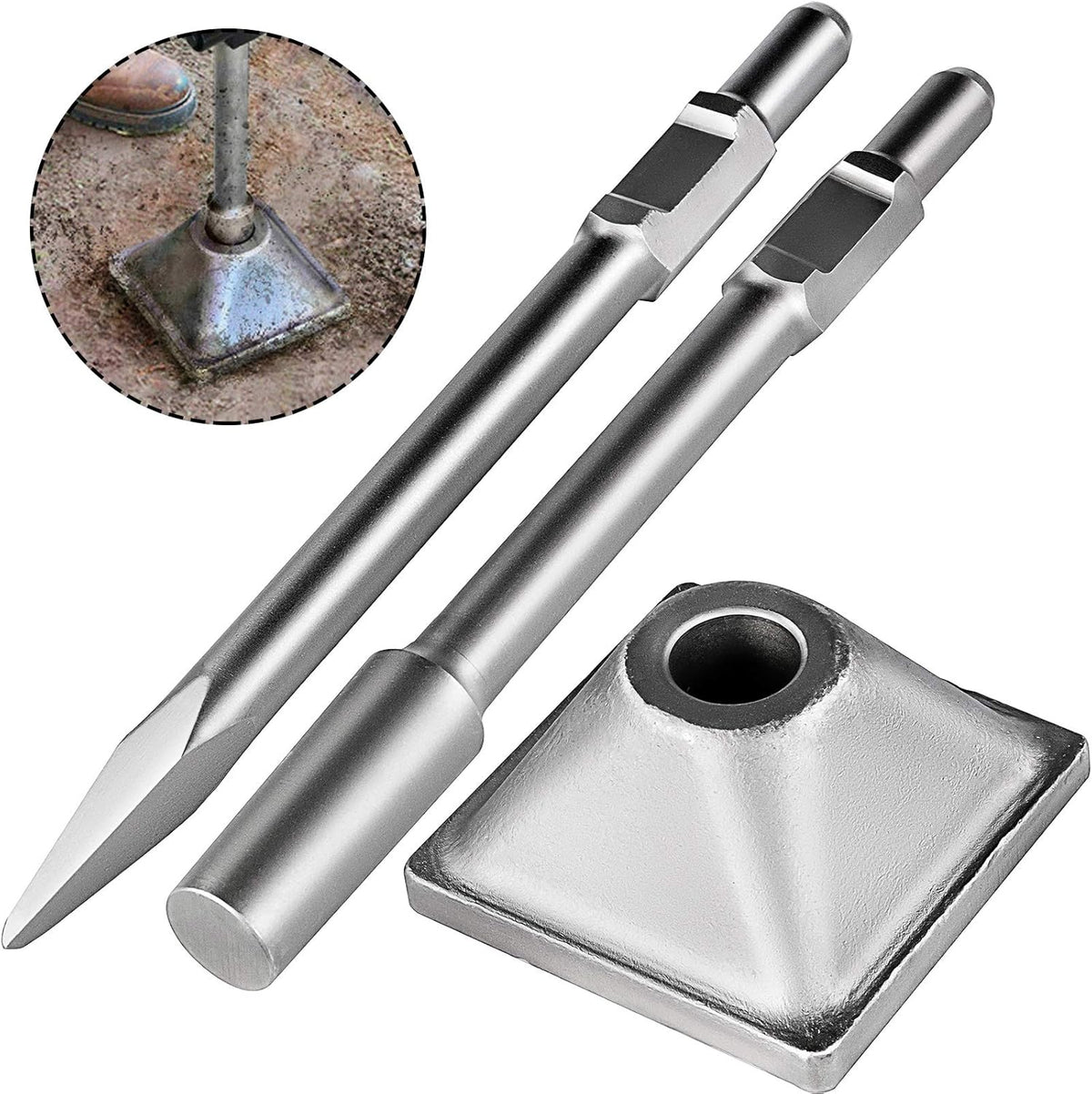 1-1/8" Tamper Shank Dirt Tamper 6x6" Compactor Plate with Electric Chisel Demolition Jackhammer Bits X6477