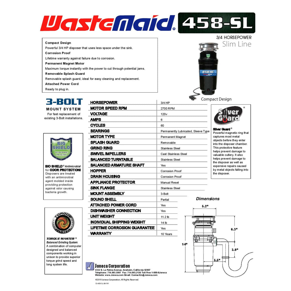 3/4 HP Black Garbage Disposal O81218