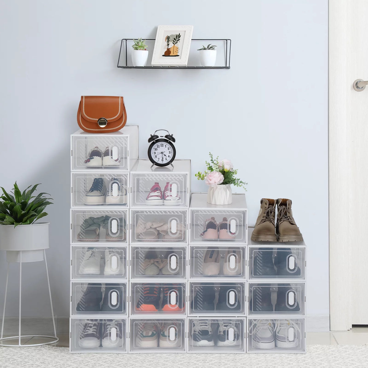 White Stackable Plastic Lidded Storage Boxes P99342