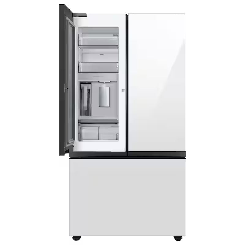 30 cu. ft. 3-Door French Door Smart Refrigerator with Beverage Center in White Glass N337583