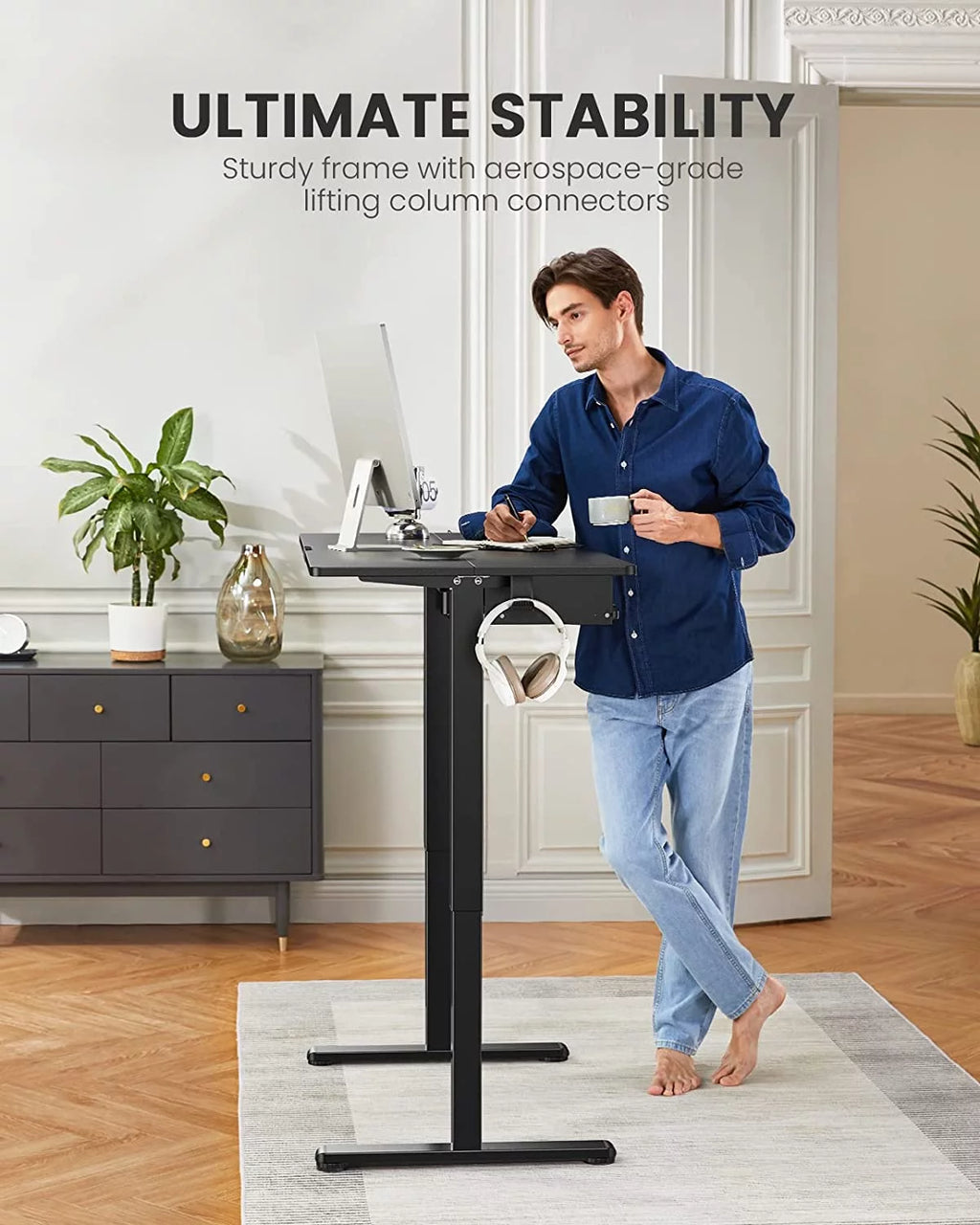 48x24 Inches Adjustable Height Electric Standing Desk with Keyboard Tray F9547