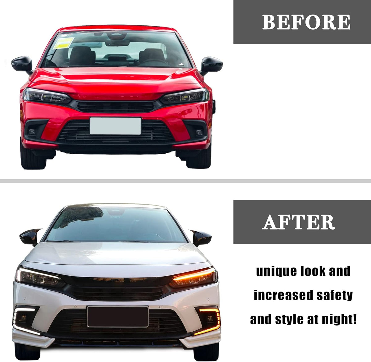 Amber Sequential Turn Signal LED Front Fog Lights for Honda Civic 2022 11th Gen 4-Door Sedan Y367192