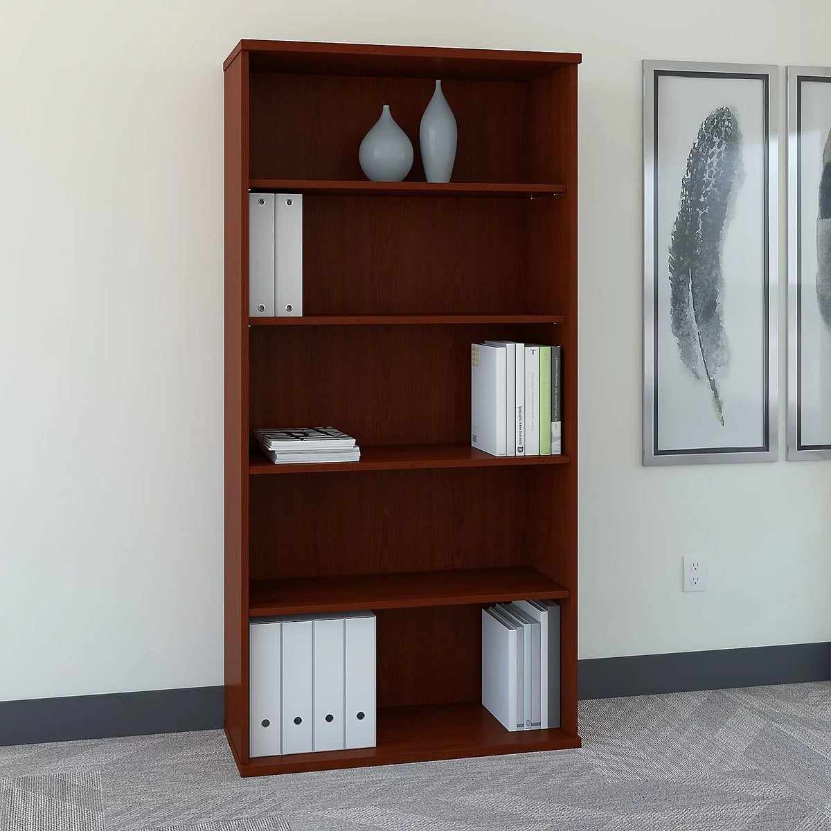 36" 5-Shelf Bookcase in Mahogany Engineered Wood X302