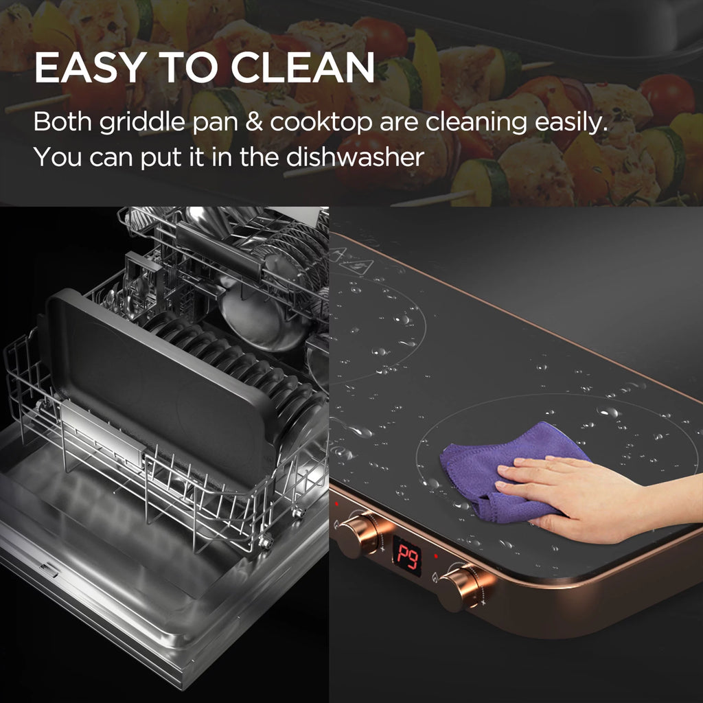 Portable Induction Cooktop Electric Stove & Cast Iron Griddle N6420