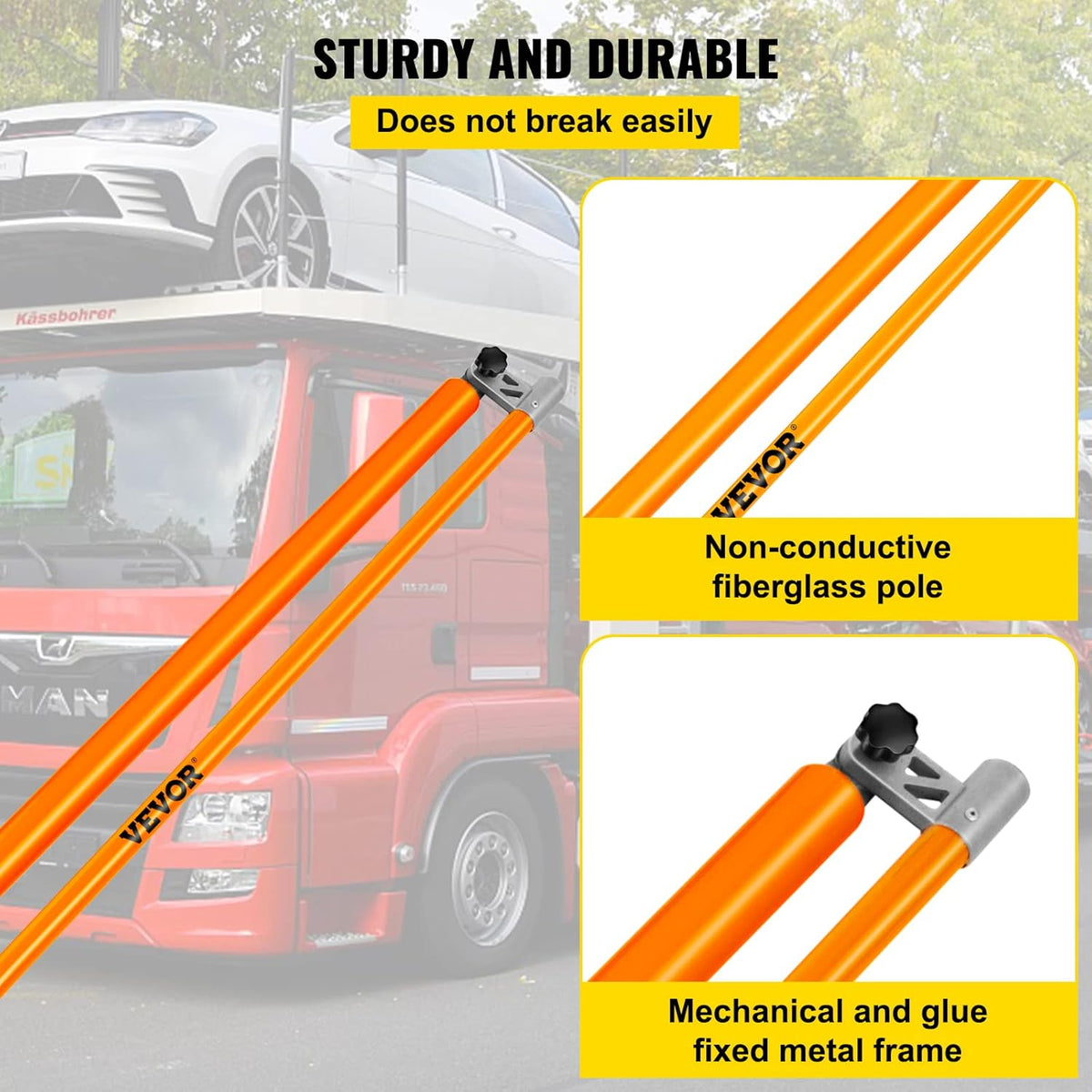 15' Fiberglass Truck Height Measuring Stick with Carrying Bag X6765
