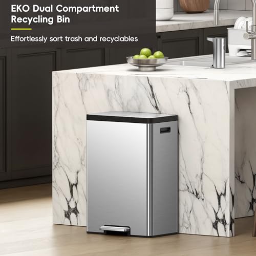 36L+24L Dual Stainless Steel Trash Can with Lid O540