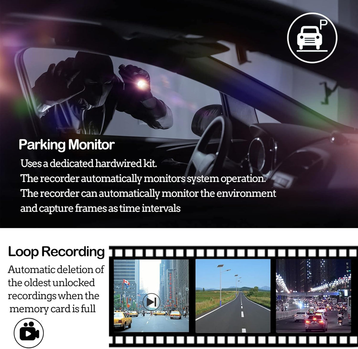 4K Dash Cam with WiFi, 3" IPS Screen, 170° Wide Angle, Parking Monitor Z37043