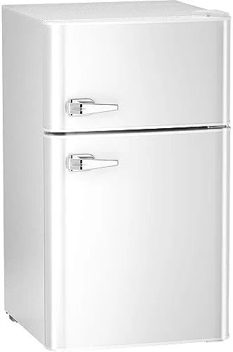 Mini Refrigerator 3.2Cu.Ft Compact Fridge Double Doors Freezer Grey E131