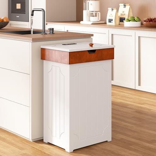 Black 13 Gallon Wooden Trash Can Cabinet M6509