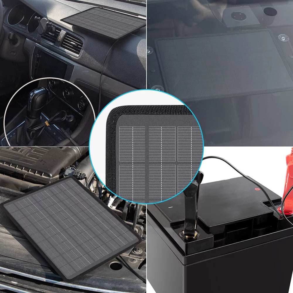 5W Outdoor Battery Charger Maintainer Trickle Charger with Lighter Plug, Alligator Clips, and Battery Cables T844