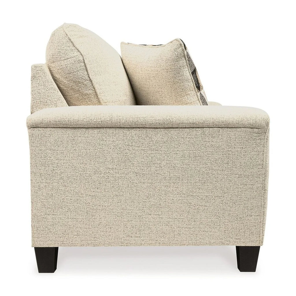 Cream Chenille Polyester Loveseat with 2 Throw Pillows W694417