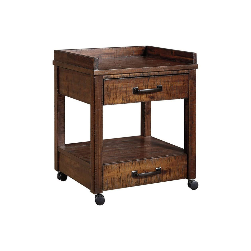 Brown 2 Drawers Wooden Printer Stand with Casters F235