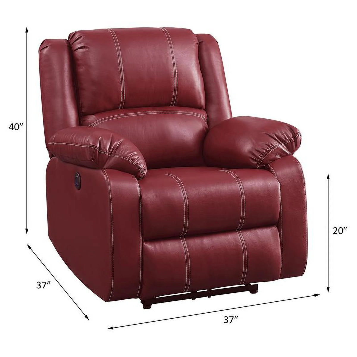 Red Faux Leather Power Recliner Z4957