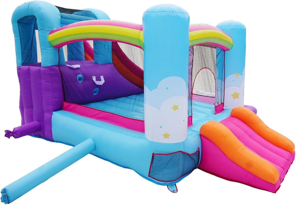 Inflatable Bounce House with Air Blower, Ball Pit, Slides, Reinforced PVC Bounce Floor R114