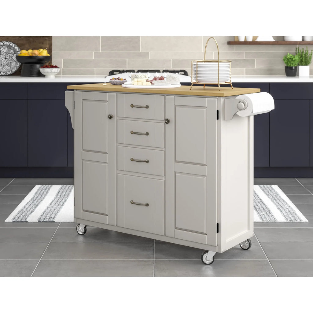 Off White Wood Rolling Kitchen Cart M443127