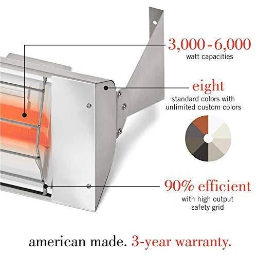 6,000 Watt Dual Element Electric Patio Heater, Stainless Steel H831