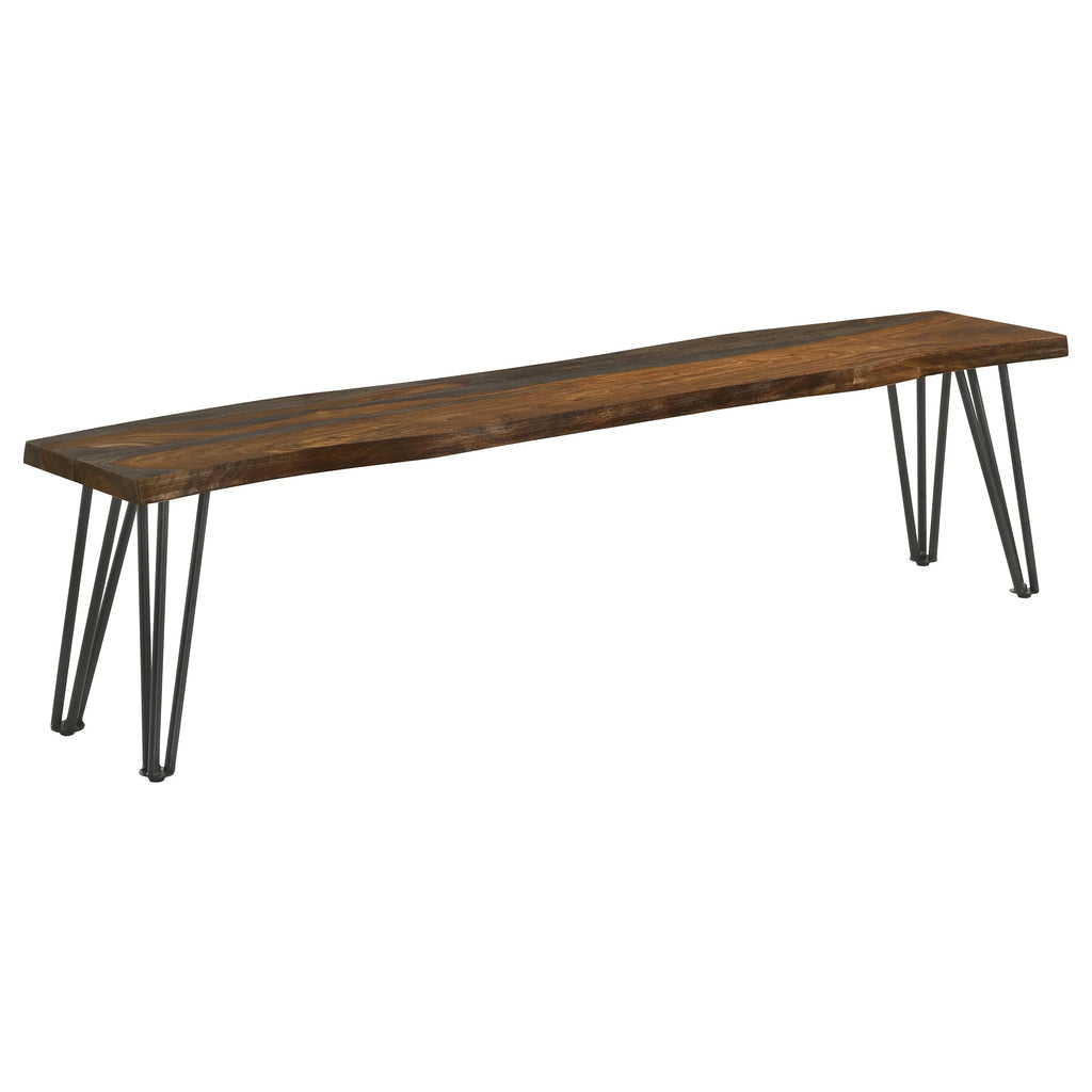 Live-edge Dining Bench with Hairpin Legs E324043