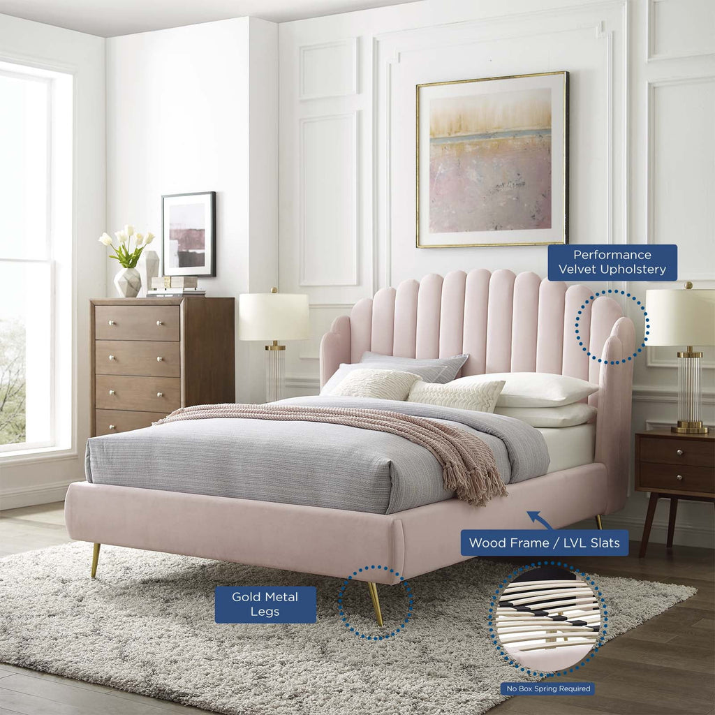 Queen Size Velvet Platform Bed Frame D607