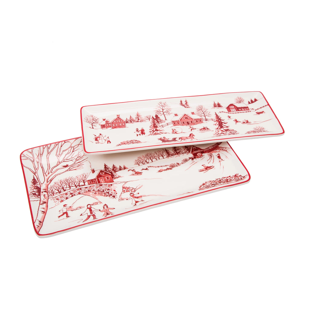 Ceramic 14 inch Rectangular Serving Platter, Set of 2 J54249