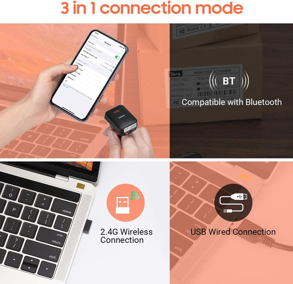 Wireless Ring Barcode Scanner with Bluetooth H108001