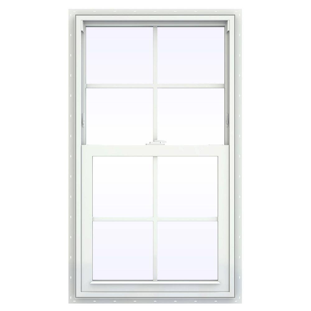 23.5 in. x 35.5 in. White Vinyl Single Hung Window with Colonial Grids F971