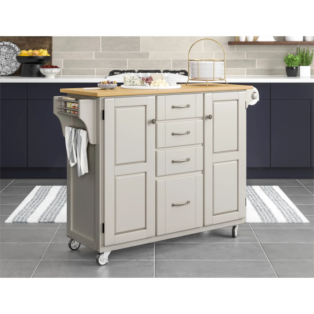 Off White Wood Rolling Kitchen Cart M443127